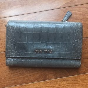 Miu miu croc embossed wallet